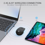 Bm4162 Wireless Mouse, Dual-Mode 2.4Ghz/Bt Mouse, Lightweight Floating Button Design, Silent Click, 5 Adjustable Dpi Up To 4000, Ergonomic Compact Mouse For Mac & Windows
