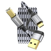 Usb B To Usb C Printer Cable 25 Ft - Type A/C To B Printer Cable High-Speed Nylon Braided Midi Cord For Hp, Canon, Brother, Samsung, Dell, Epson,Dac