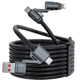 4 In 1 Charging Cable 6.6Ft, Usb A/C To Usb C/L, Chubby 240W Fast Charge Cord For Multiple Devices, Multi Charging Cables For Iphone 16, Ipad, Macbook, Samsung, Switch (Black)