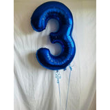 Metallic Blue Number 3 Balloon 40 Inch, 3 Balloon Number, 3Rd Birthday Decorations, Navy Blue Party Supplies For Boys Girls