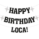 Happy Birthday Loca Banner Black Glitter Vampire Theme Funny Party Decor