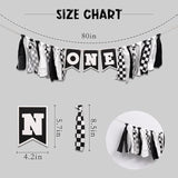 Race Car Birthday Highchair Banner - Black White Race Car Birthday Decorations,1St Birthday Race Car Banner,First Birthday Photo Prop Cars Theme Brand: