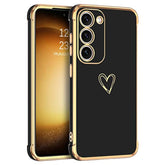 For Samsung Galaxy S23 Case, Cute Heart Pattern Slim S23 Case, Soft Flexible Shockproof Tpu Bumper Women Girl Non-Slip Lightweight Phone Cover Charging Case For Samsung S23 6.1" 2023, Black