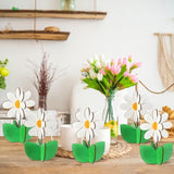 12 Pcs Spring Wood Signs Retro 3D Flowers Table Decoration Rustic Farmhouse Table Centerpiece Floral Block Tabletop Signs For Spring Home Tiered Tray Decor(White)