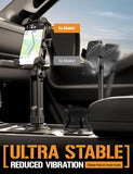 Boom Cup Holder Phone Holder for Car - Adjustable Cell Phone Mount, No Vibration Heavy Duty Bendable Boom Arm, Expandable Grip, 360 Rotation with