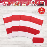 4 Pcs Carnival Tablecloths, Red And White Stripe Tablecloths, Red Plastic Table Cover, Circus Theme Party Decorations For Carnival, Movie Night, Kid'S Birthday, Christmas (4, Red, 51'' X 86'')