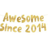 Awesome Since 2014 Gold Glitter Banner - 11Th Birthday And Anniversary Party Decorations