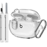 Compatible With Beats Studio Buds/Studio Buds Plus Case Cover Clear 2021/2023 Men Lock Clip With Cleaner Kit, Protective Cover For New Beats Studio Buds + Wireless Earbuds Case With Keychain, Clear
