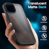 JETech 3 in 1 Matte Case for iPhone 15 6.1-Inch with 2-Pack Tempered Glass Screen Protector, Translucent Frosted Shockproof Phone Cover (Black)