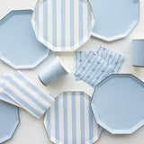 Light Blue Cabana Stripe Paper Guest Towels | Disposable, 3-Ply Napkins | Premium Party Supplies & Decor | Boy Baby Shower, Kids Themed Birthday Parties | Pack Of 20, 4.25" X 7.75"