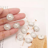 10Pcs 16Mm/0.63Inch Round Rhinestone Faux Pearl Buttons Embellishments