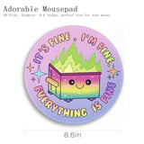 3 Pack Dumpster On Fire Mouse Pad, Cute Round Mouse Pads For Desk, Funny Dumpster Mousepad For Laptop Gaming, Stitched Edge Non-Slip Rubber Base, Cute Office Desk Accessories Decor For Women