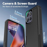 For Moto G 2025 Case, Motorola Moto G 5G 2025 Case, With Glass Screen Protector, 15Ft Military-Grade Drop Protection, Dual Layer Full Body Shockproof Phone Case, Black