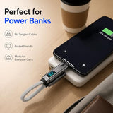 4-in-1 Keychain Charging Cable, 140W Fast Charging USB C Cable with LED Display, USB A/C to USB C & Lightning, Portable Short Charger Cord for iPhone