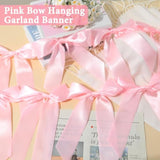 Pink Bow Garland Banner For Bachelorette Party Decorations Pink Bowknot Hanging Garland Banner Coquette Birthday Party Supplies For Wedding Bridal Shower Engagement Baby Shower Favors