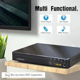 DVD Players HDMI for TV, Compact Multi Region DVD CD Player with Full HD Picture Quality,Anti-Skip,No Picture Freeze,Noise Cancellation,Microphone