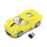 Wireless Sports Car Mouse Computer Mice Shiny Surface 2.4Ghz Wireless Mouse (Yellow)