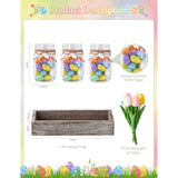 Mason Jar Spring Easter Table Decor, Centerpieces For Tables With Easter Eggs Decor, Farmhouse Wood Tray, 23 Pcs Easter Spring Decorations Indoor For Home Office Table