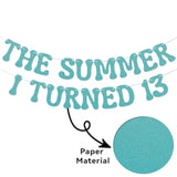 Summer I Turned 13 Banner, Blue Glitter Teen Boy 13th Birthday & Beach Decor