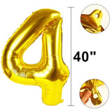 40 Inch Large 4 Balloon Numbers Gold Big Foil Number Balloons Giant Helium Happy 14Th 24Th Birthday Party Decorations For Man And Women, Huge Mylar Anniversary Party Supplies