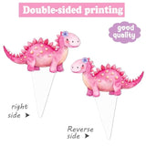 48Pcs Dinosaur Theme Party Cupcake Toppers Pink Dinosaur Birthday Party Cake Cupcake Pick Decorations For Girls Dino Theme Birthday Party Baby Shower Supplies