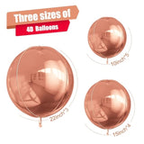 12Pcs Rose Gold Round Foil Balloons, 22" 15" 10" 4D Helium Ball Balloon, Metallic Rose Foil Balloon For Birthday Graduation Wedding Anniversary Bachelorette Disco Prom Party Decorations