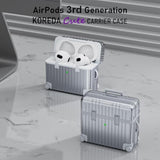 Compatible With Airpods 3Rd Generation Case Cover, Cute Funny Suitcase Design Case For Airpods 3 2021, Fashion Protective Hard Case For Women Men With Keychain (Silver)
