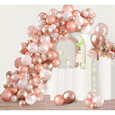 140PCS Rose Gold Balloon Arch Kit with Confetti Balloons for Party Decorations