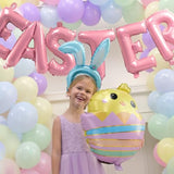 Easter Balloon Garland Kit Arch 139Pcs With Easter Egg Chicken Daisy Bunny Head Hoop Pastel Pink Letter Foil Balloons For Spring Big Resurrection Day He Is Risen Birthday Baby Shower Party Decorations