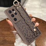 Compatible With Samsung Galaxy S24 Ultra Case With Wrist Strap, Cheetah Print Shockproof Soft Tpu Protective For Women Girls, Slim Anti Scratch Case For Galaxy S24 Ultra 6.8 Inch, Brown
