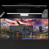 Majestic Eagle Large Gaming Desk Mat,Rubber Non-Slip American Flag Mouse Pad,31.5X11.8X0.12In Extended Cross Patriotic Mousepad,Game Lover Mice Pads Gifts,Office Home Deskmat Decor