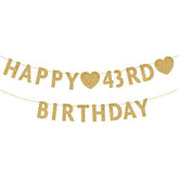 Red 43 Year Loved Banner, Red Glitter Happy 43Th Birthday Party Decora