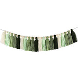15ft Sage Green Gradient Tassel Garland Handmade Yarn Banner Home Decor