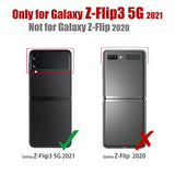 Samsung Galaxy Z Flip 3 5G Leather Phone Case with Hard Shockproof Back Cover, Slim Durable, Compatible with Galaxy Z Flip 3 5G 2021 (Black)