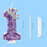 Birthday Number Candles,Purple Crown Birthday Candles For Cake,Glitter Number 1 Candle Cake Topper With Sequins For Anniversary Celebrations Supplies (Number 1)