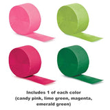 Watermelon Crepe Paper Streamers For Fruit Party Or Tropical Birthday (4 Pack)