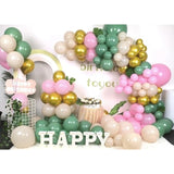 Sage Green And Pink Balloon Arch Kit, 137 Pcs Blush Pastel Pink And Green Baby Shower Garland With White Sand Metalic Gold Balloons For Boho Girls Woodland Wedding Jungle Safari Birthday Party Decor