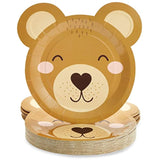 Teddy Bear Paper Plates - 48 Pack - 11-Inch Brown Bear Shape - Disposable & Sturdy Birthday Party Plates For Baby Shower & Celebrations