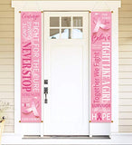Breast Cancer Awareness Banner Decorations - Pink Ribbon Porch Sign Outdoor Indoor Party Supplies Ornaments