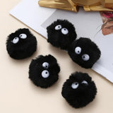 Halloween Pom Poms with Googly Eyes: 2 Inch Black Fluffy Balls, DIY Craft Supplies