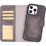 For Iphone 16 Pro Max Case For Women&Men Magsafe Compatible, Premium Leather Wallet, Detachable Magnetic Flip Cover, Card Holder, Rfid, Kickstand, Drop/Impact Protection 6.9", Gray