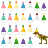 24 Pack Mini Party Hats For Stuffed Animals Figures, Tiny Finger Hats For Mini Toys Dinosaur Animal For Birthday Party Decoration Cake Toppers