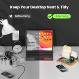 Alarm Clock Charging Station For Bedrooms, 7 In 1 Wireless Charging Station, Mag-Safe Charger With Night Light Bedside Clock For Iphone 16 15 14 13 12 Pro Max, Apple Watch, Airpods