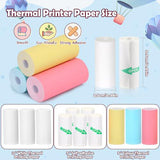 10 Rolls Mini Printer Paper - 5 Thermal Sticky & 5 Plain, 57X25Mm For Inkless Printer, Notes, Journal, Memo, Photo, Study