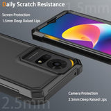TCL K23 K24 T50LE Case with Tempered Glass Black Silicone Cover