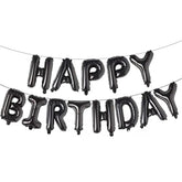 Happy Birthday 16in 3D Foil Letter Balloon Banner Black Party Decorations