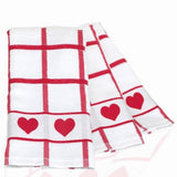Valentines Day Kitchen Towels – 100% Cotton 425Gsm Set Of 3 – Thick Absorbent Dish & Hand Towels – Red Heart Tea Towels For Valentine’S Day Decor & Home Gifts