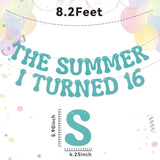"Summer I Turned 16 Banner, Blue Glitter Sweet 16 & Beach Party Decorations"