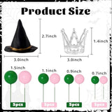 42Pcs Witch Cake Topper Set Hats Crowns Foam Balloon Picks Halloween Birthday Decor