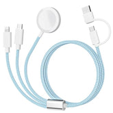 Charging Usb C Watch Phone Charger 3 In 2 Cable, Compatible With Apple Watch Ultra Se Series 1-8, Universal Travel Multi Devices All In One Cord, 4Ft/1.2M-Blue